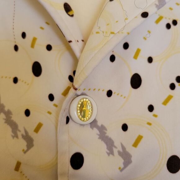 Vintage 70's Short Sleeve Handmade Polyester Blouse w/ Fancy Buttons siz… - Picture 3 of 4